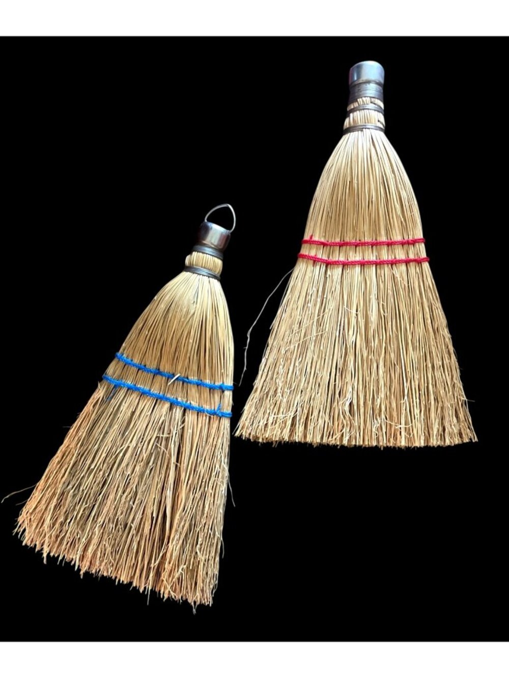 Vtg Fits Rite Handcrafted Decorative Straw Whisk Brooms Set Of 2 - Picture 2 of 6
